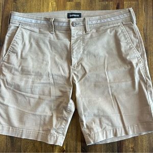 Men’s Express tan shorts. Size 33. 8”.